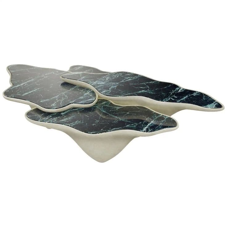 Beautifull Organic Coffee Table, Three Marble Trays | Organic coffee ...
