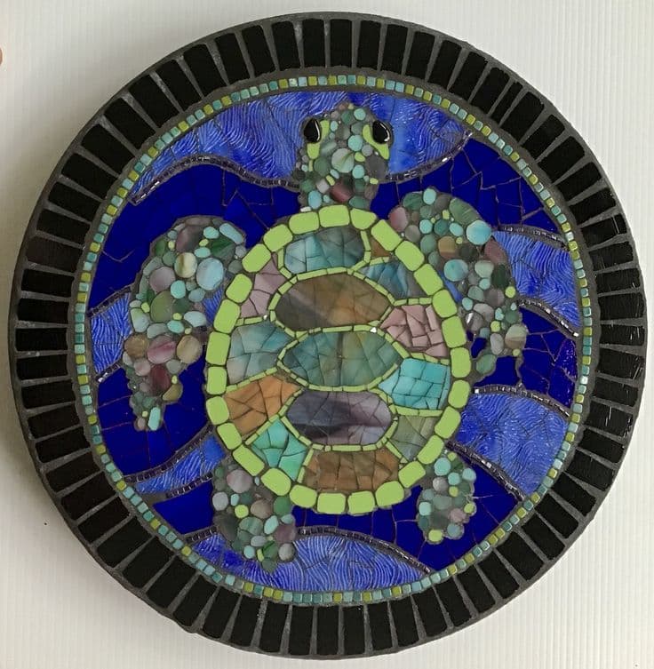 Turtle Mosaic Stepping Stone by Lisa Francis
