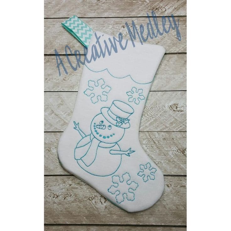 Snowman Stocking Embroidery Design