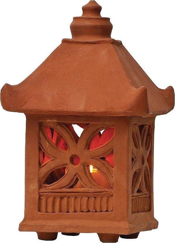 Terracotta Clay Garden Lantern (star flower design click the image or ...