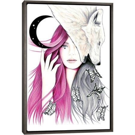 Wolf Butterfly Canvas Wall Art by Andrea Hrnjak | iCanvas | Moon art ...