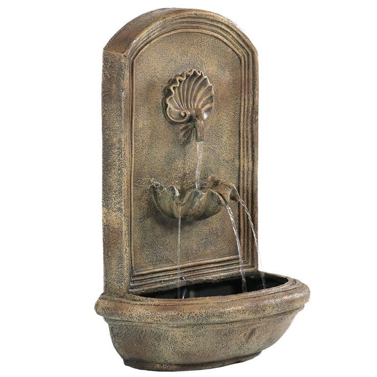 Sunnydaze Seaside Solar w/ Battery Outdoor Wall Fountain - 27 ...
