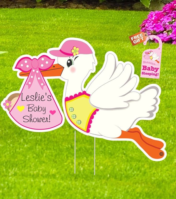 Stork Baby Shower Sign Welcome Yard Decoration Outdoor Party Decor Boy ...