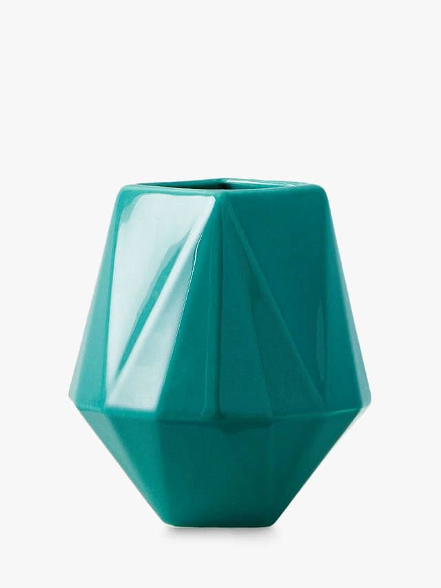 west elm Faceted Porcelain Vase, Blue Teal, H11cm | Porcelain vase, Bed ...