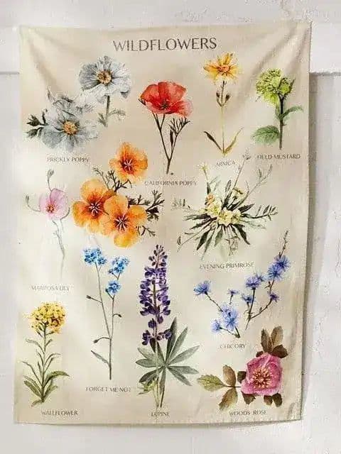 Botanical Wildflower Wall Hanging Tapestry | Maia Homes | Tapestry wall ...