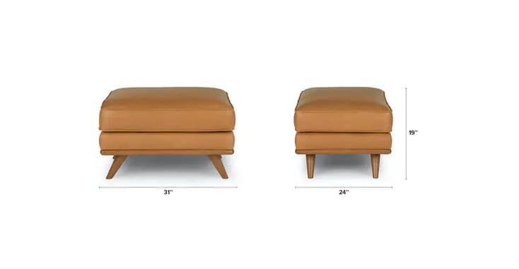 Timber 31" Leather Ottoman - Charme Tan