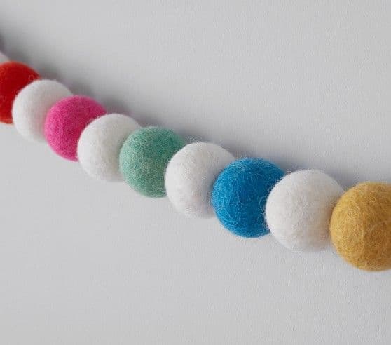 Multi Felted Ball Garland | Pottery Barn Kids | Felt ball garland, Felt ...
