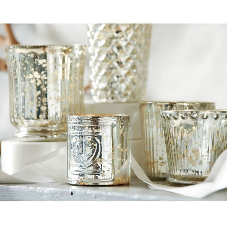 Mercury Glass Votive Holders - Assorted Set of 5 | Mercury glass ...