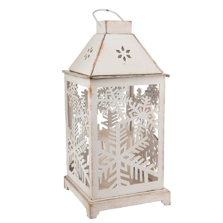 Snowflakes Metal Lantern | Vintage candles, Candle holders, Metal lanterns