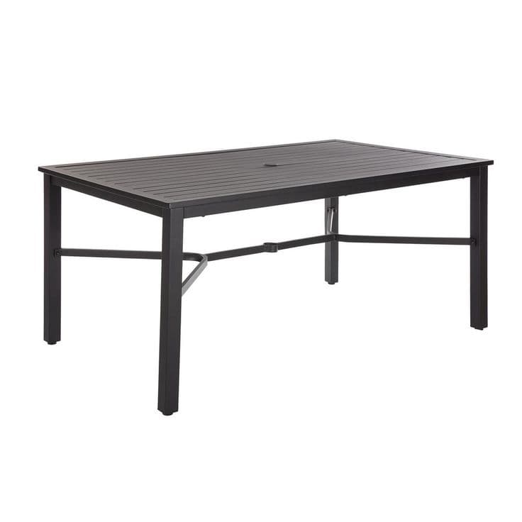Hampton Bay Mix and Match Black Rectangle Metal Outdoor Dining Table ...