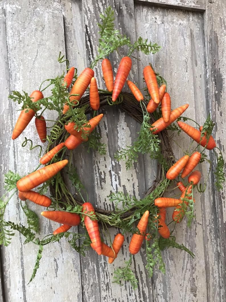 20 X 20 X 6 Carrot Wreath for Front Door - Etsy | Easter door wreaths ...