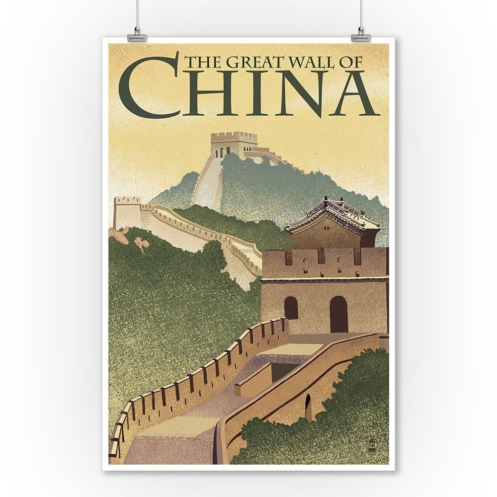 Prints (Great Wall of China, Lithograph Style, Lantern Press Artwork ...