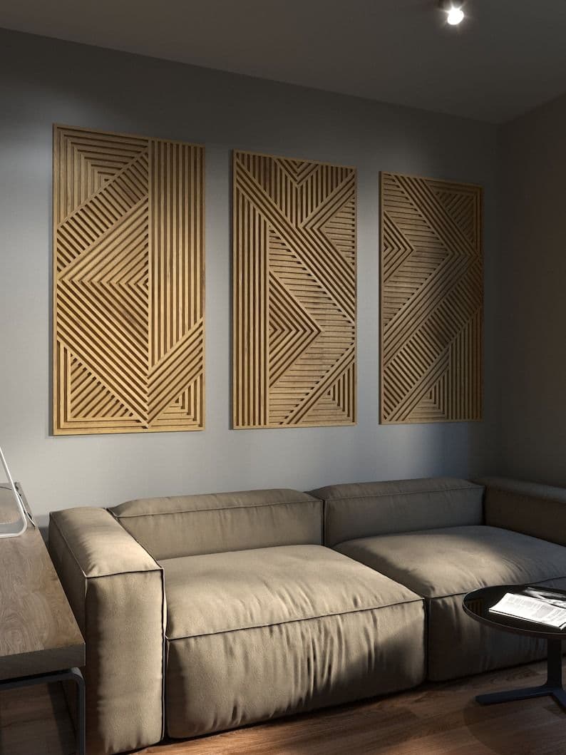 Modern Wood Wall Decor Set - Modern Wood Wall Art Set - Wood Wall Decor ...