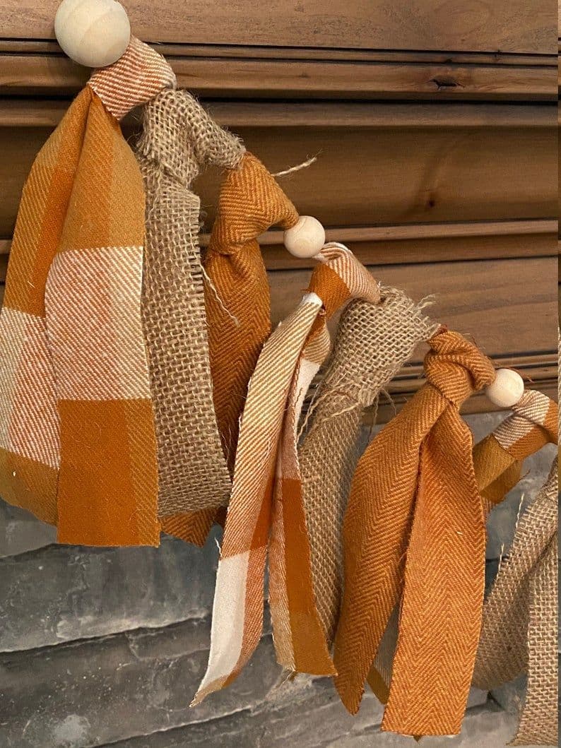 Fall Rag Garland Buffalo Plaid Farmhouse | Etsy | Fall thanksgiving ...
