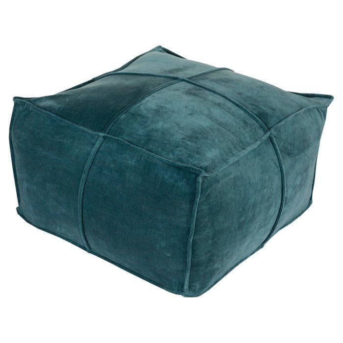 Surya Cotton Velvet Square Pouf | Floor pillows and poufs, Teal pouf ...