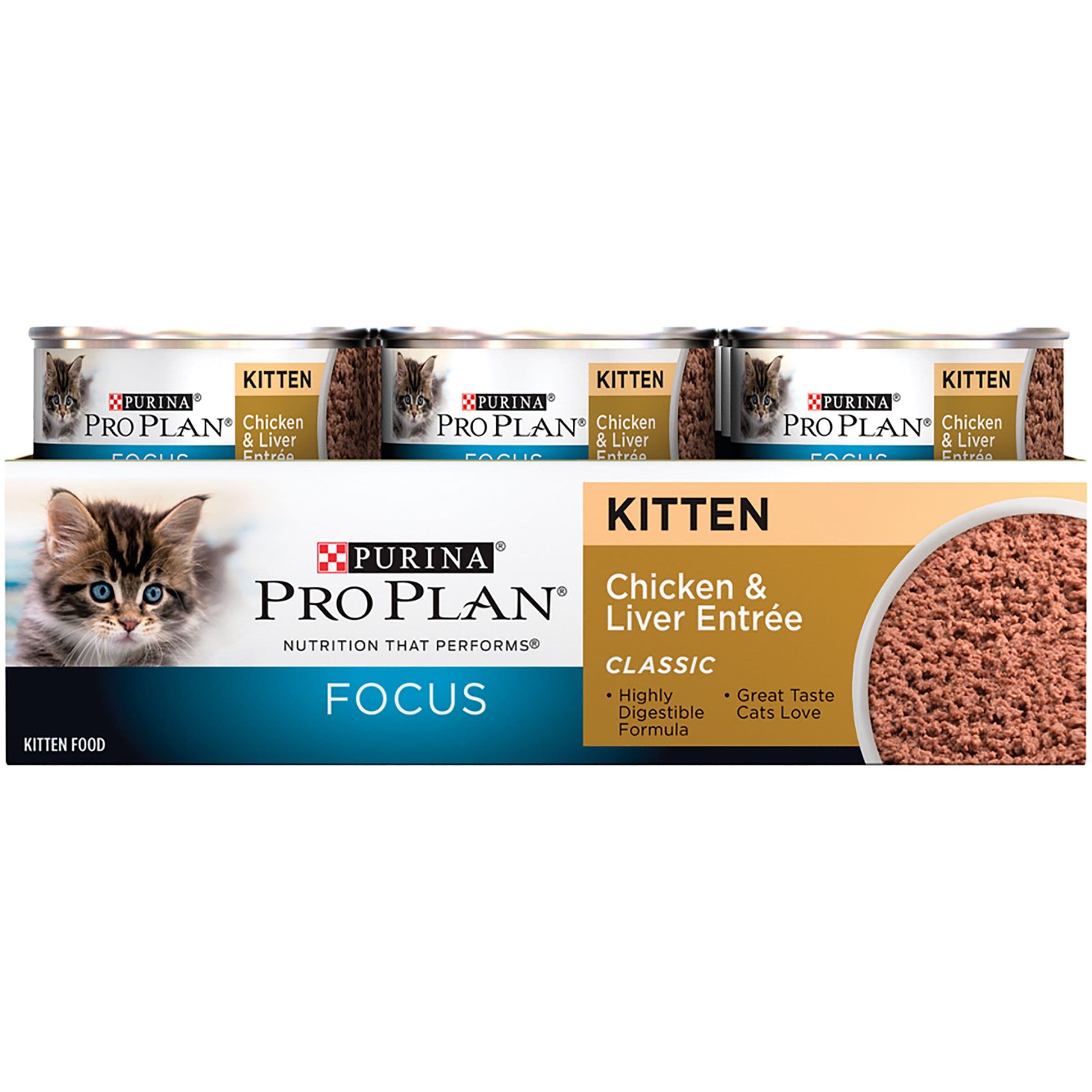Purina Pro Plan Wet Cat Food Focus Kitten Chicken and Liver Entre ...