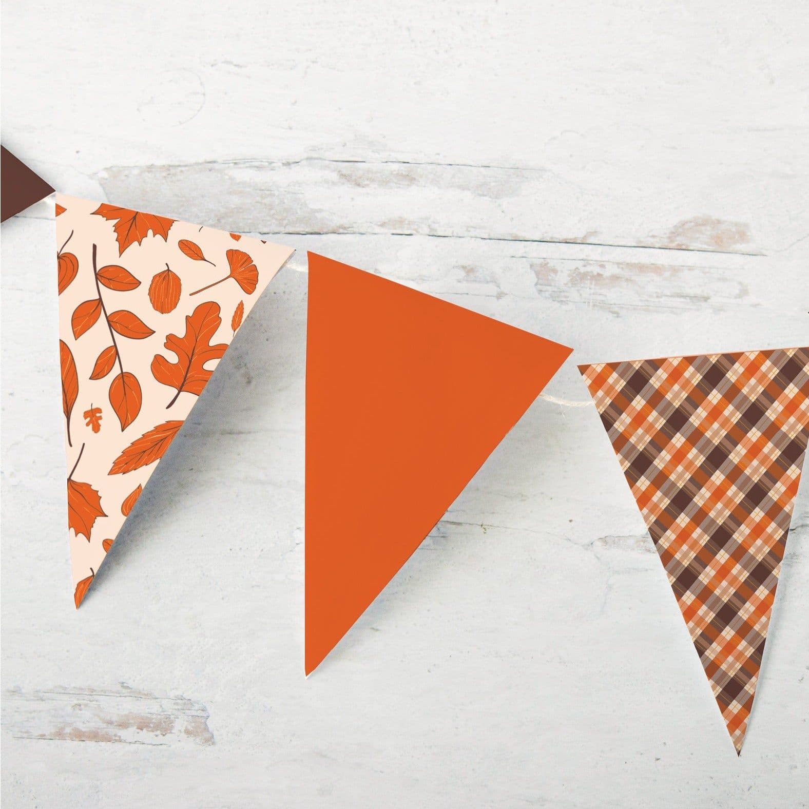 Fall Bunting - Orange, Brown Leaves and Plaid in 2022 | Fall bunting ...