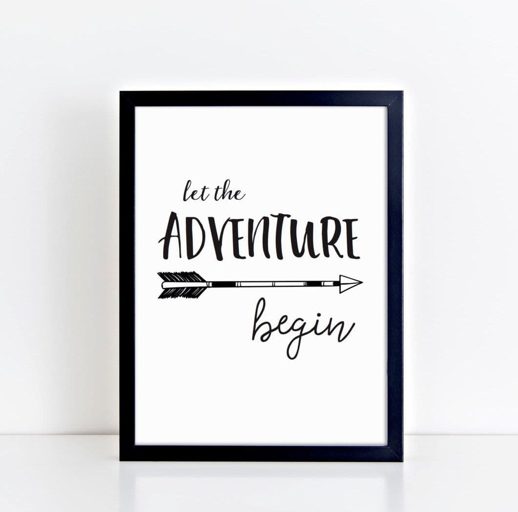 Wall art print Let the Adventure Begin black and white | Etsy ...