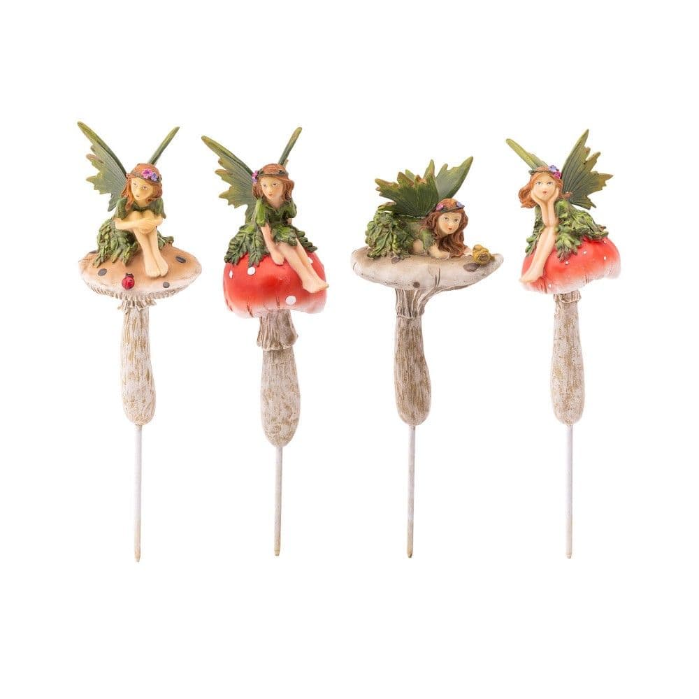 Evergreen Fairy On Mushrooms with Bird Garden Stakes | Mushroom garden ...