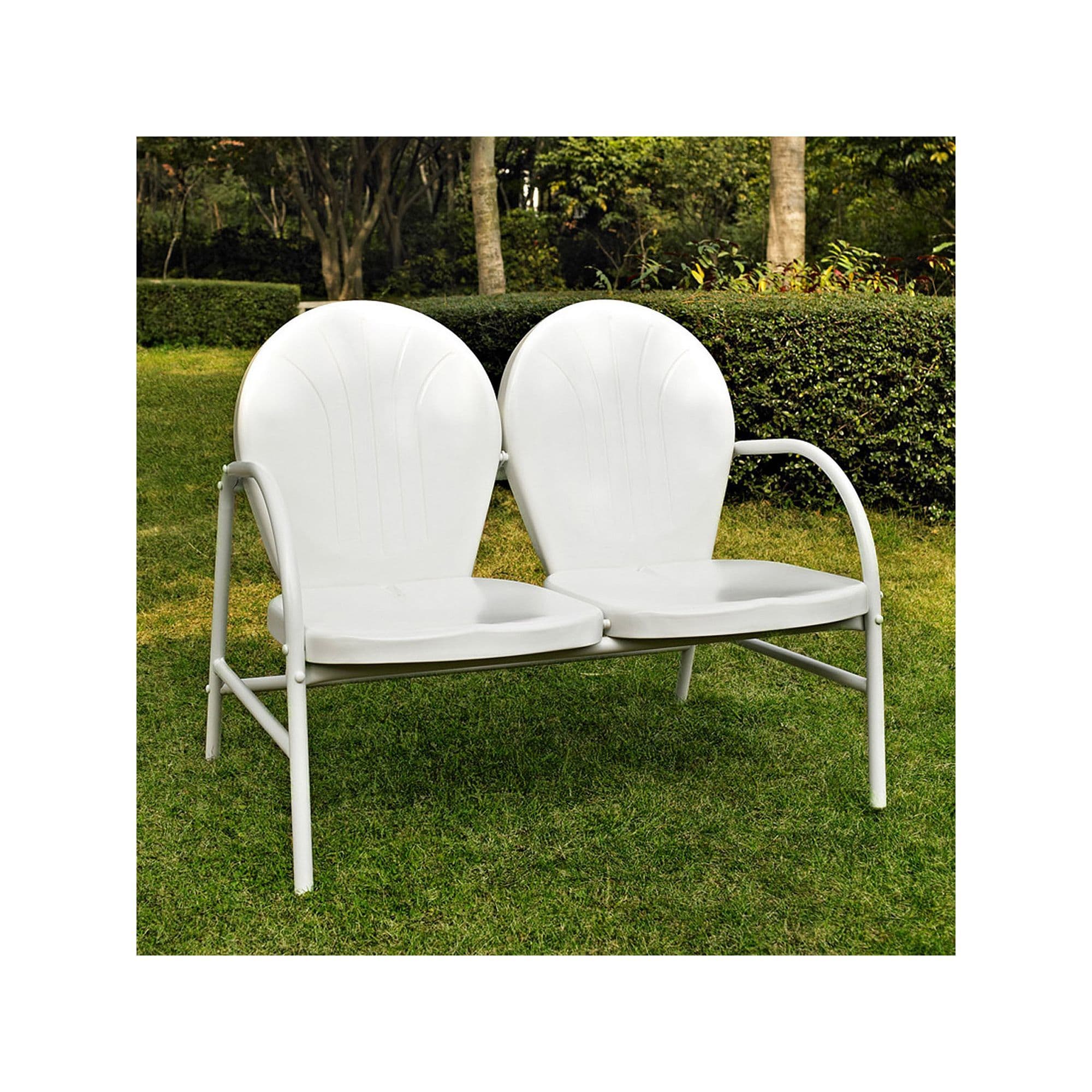 Outdoor Griffith Metal Loveseat, White | White patio furniture, Metal ...
