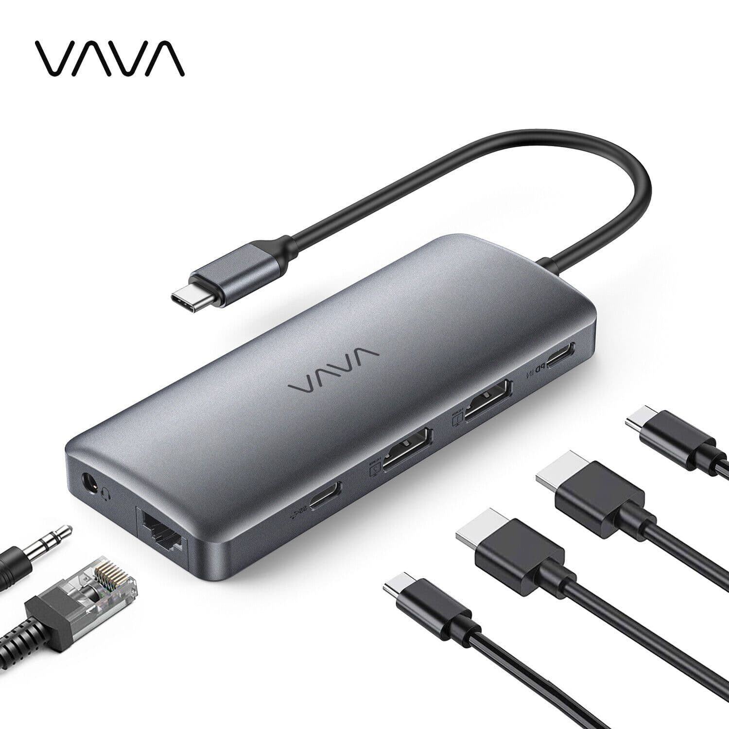 Vava usb c hub 9 in 1 adapter with 4k hdmi adapter 100w pd charging usb ...
