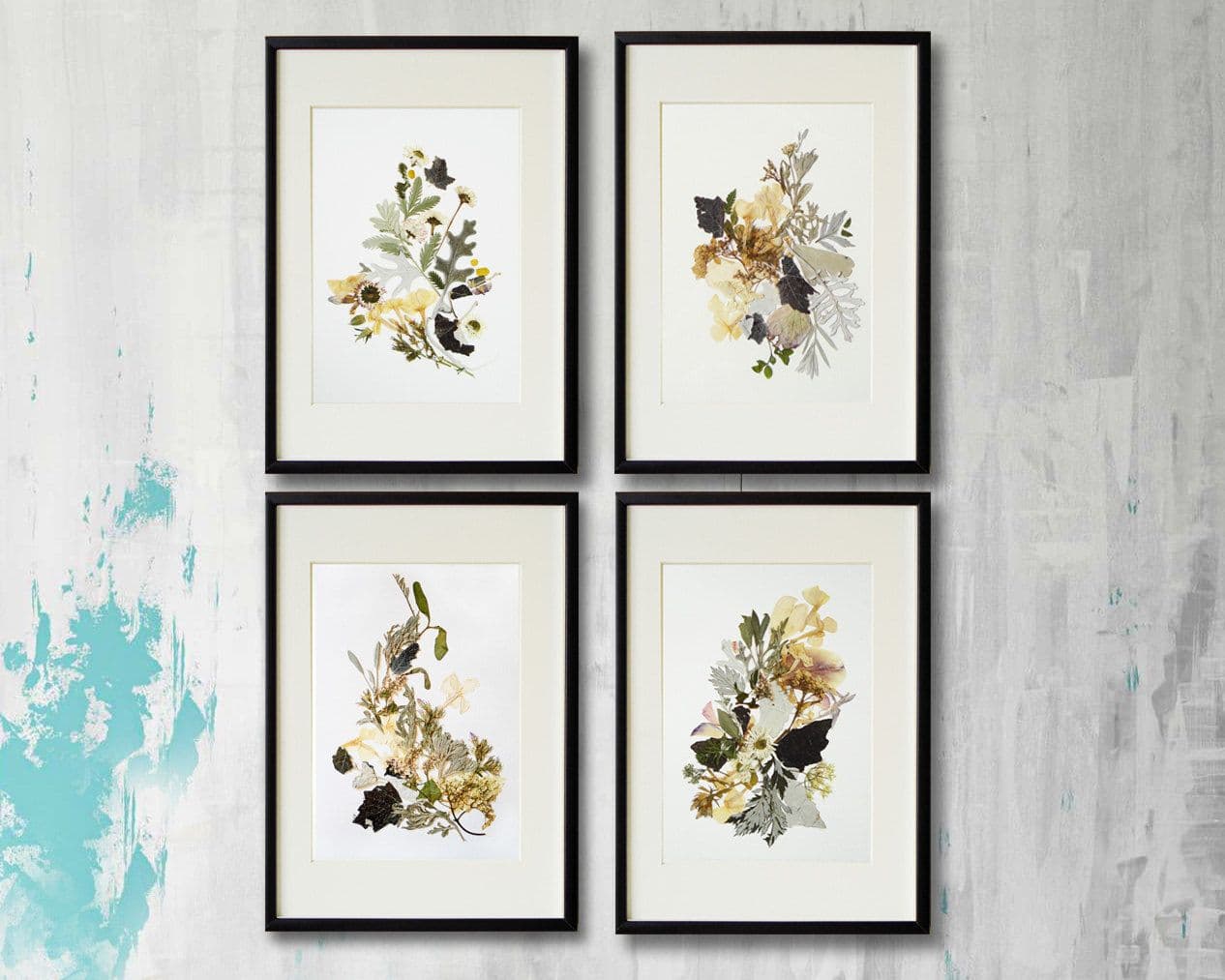 Framed Botanical Print Set Pressed Flower Art Herbarium Flower Prints ...