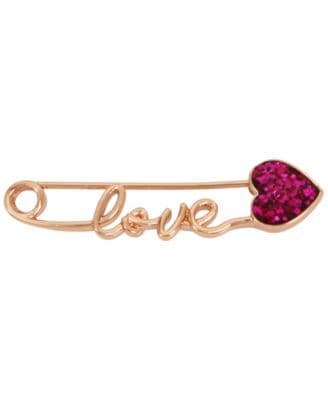 Betsey Johnson Rose Gold-Tone Pink Glitter Heart Love Pin - Macy's ...