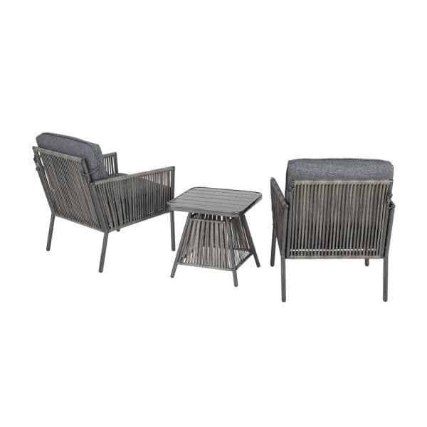 Hampton Bay Tolston 3-Piece Wicker Outdoor Patio Chat Set with Charcoal ...