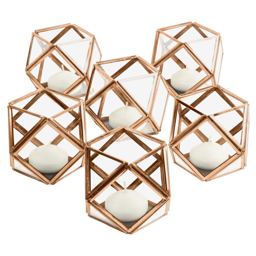Set of 6 Geometric Votive Candle Holders | Geometric candle holder ...