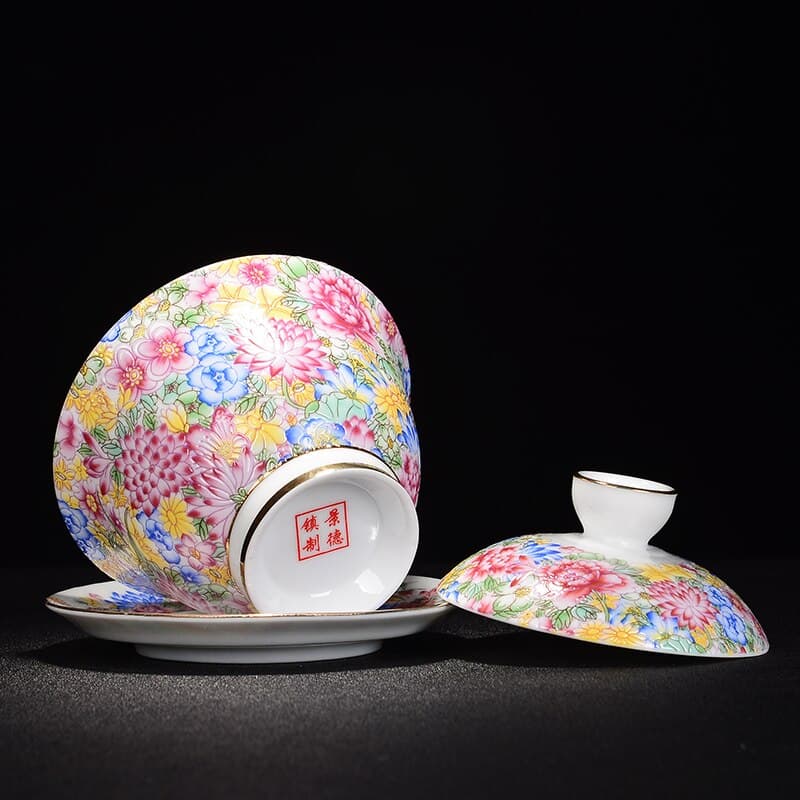 Gaiwan Teacup Jingdezhen Ceramic Tea Set Stewed Fl... – Grandado