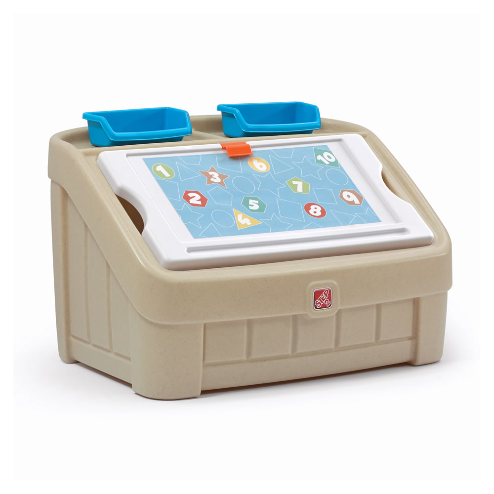 2-in-1 Toy Box & Art Lid - Tan | Kids Toy Box | Step2