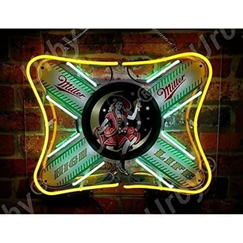 Miller High Life Girl On The Moon Motion Fiber Optic Lighted Beer Sign ...
