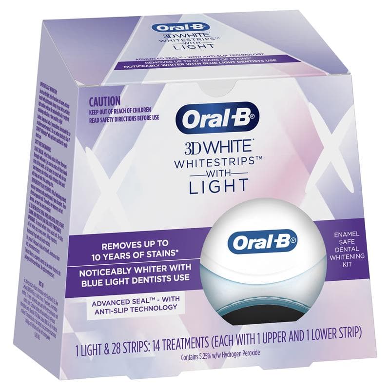 Oral B 3D White Strips Teeth Whitening 14 Treatments + LED Light Kit ...