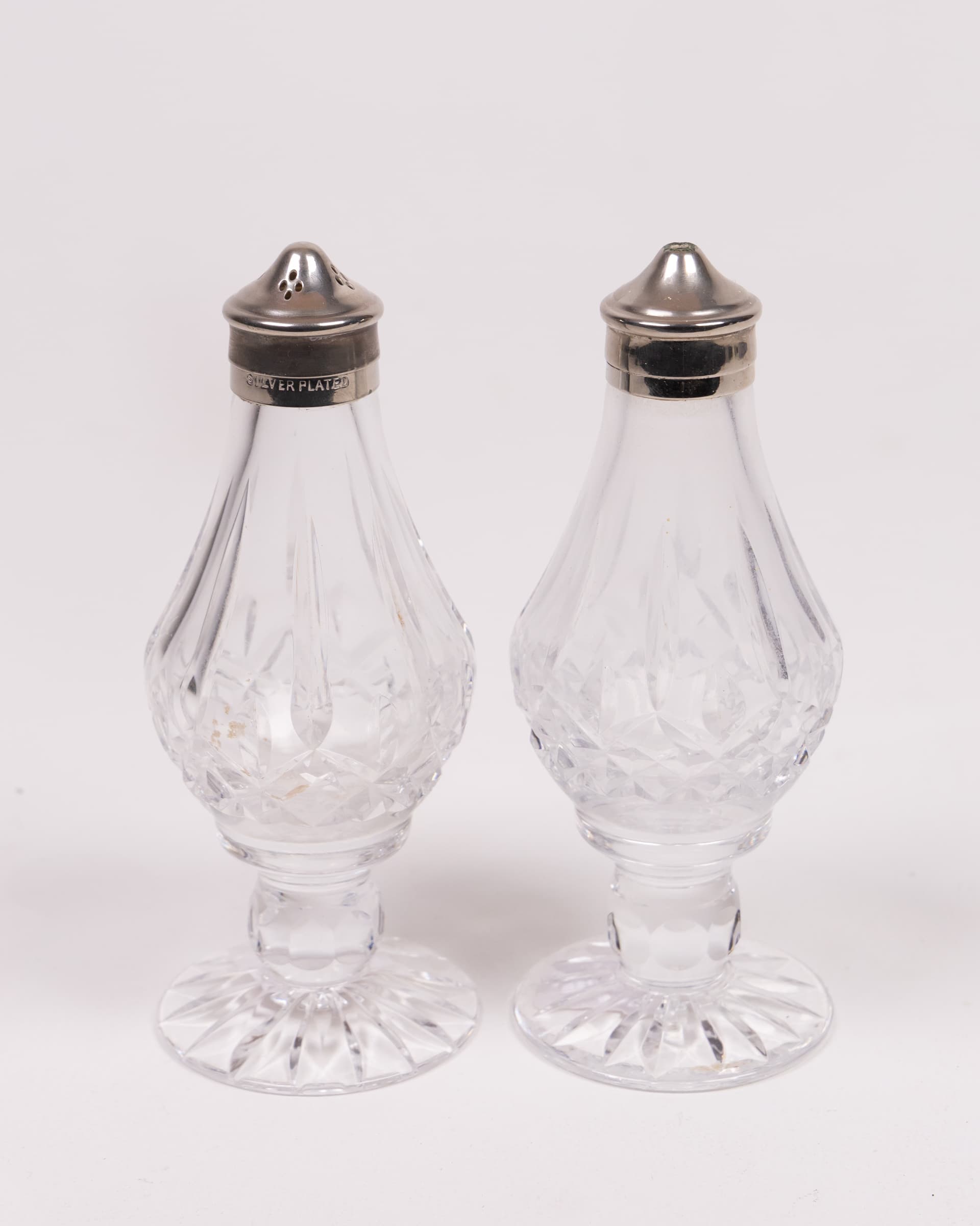 Vintage Silver Plated Glass Salt and Pepper Shakers - On The Square ...