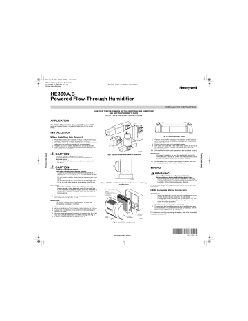Honeywell HE360A B Powered Flow Through Humidifier Installation Guide ...