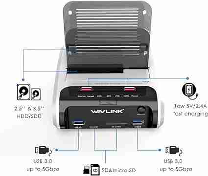WAVLINK USB 3.0 to SATA Dual Bay Hard Drive Docking Station