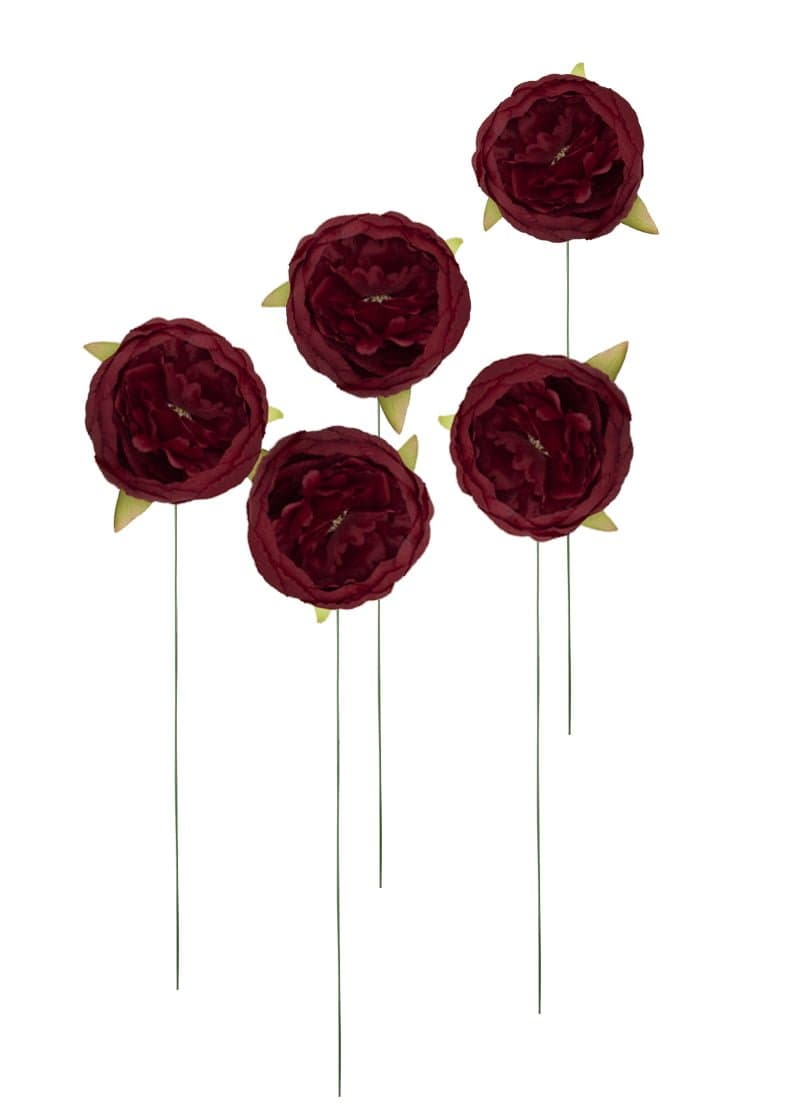 Silk Peony 3.5" Blossom DIY Wedding Flowers Pack of 50 Pcs in Burgundy ...