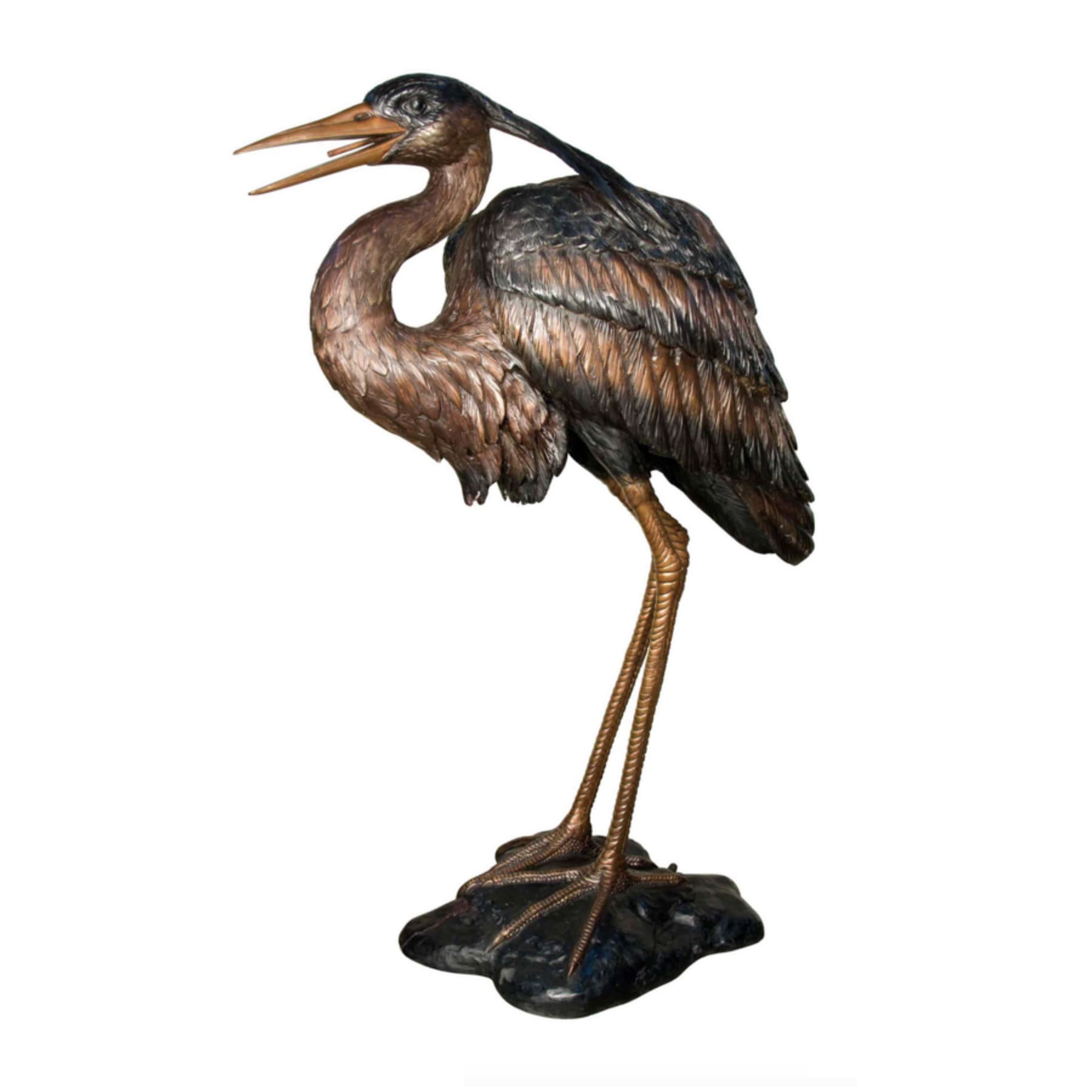 Bronze Heron Fountain Sculpture - Metropolitan Galleries Inc.