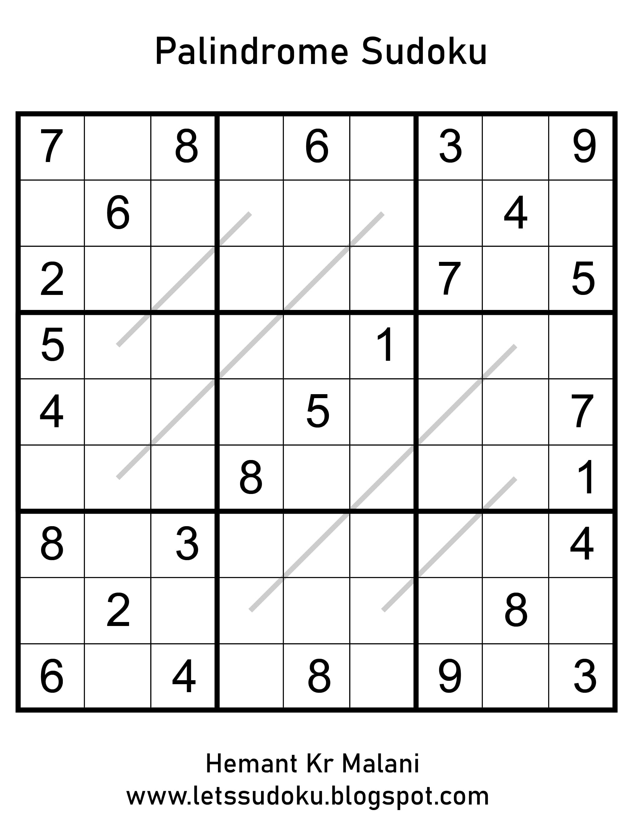 Let's Sudoku: Sudoku 55: Palindrome Sudoku