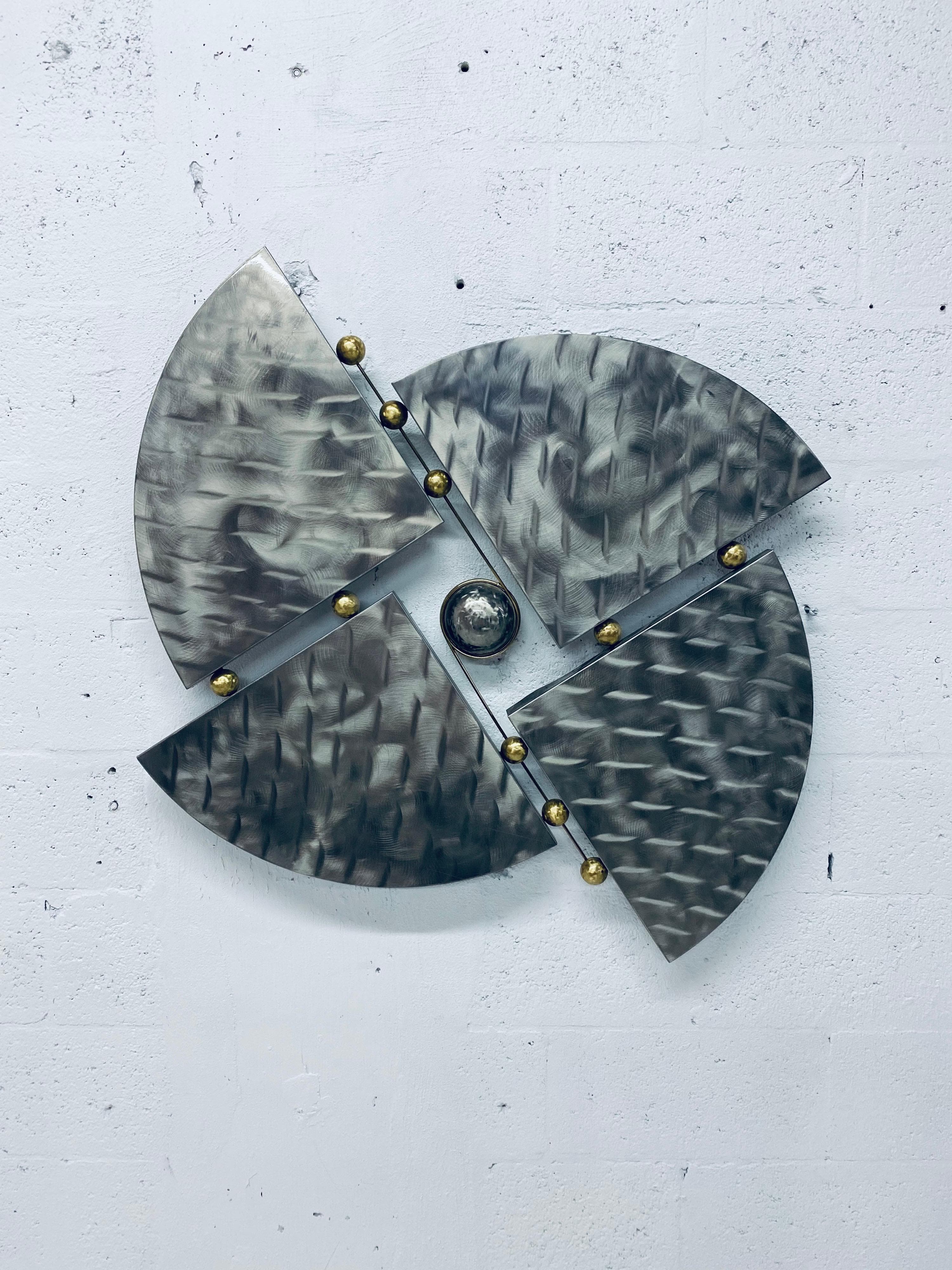 Contemporary Steel and Brass Wall Sculpture For Sale at 1stDibs