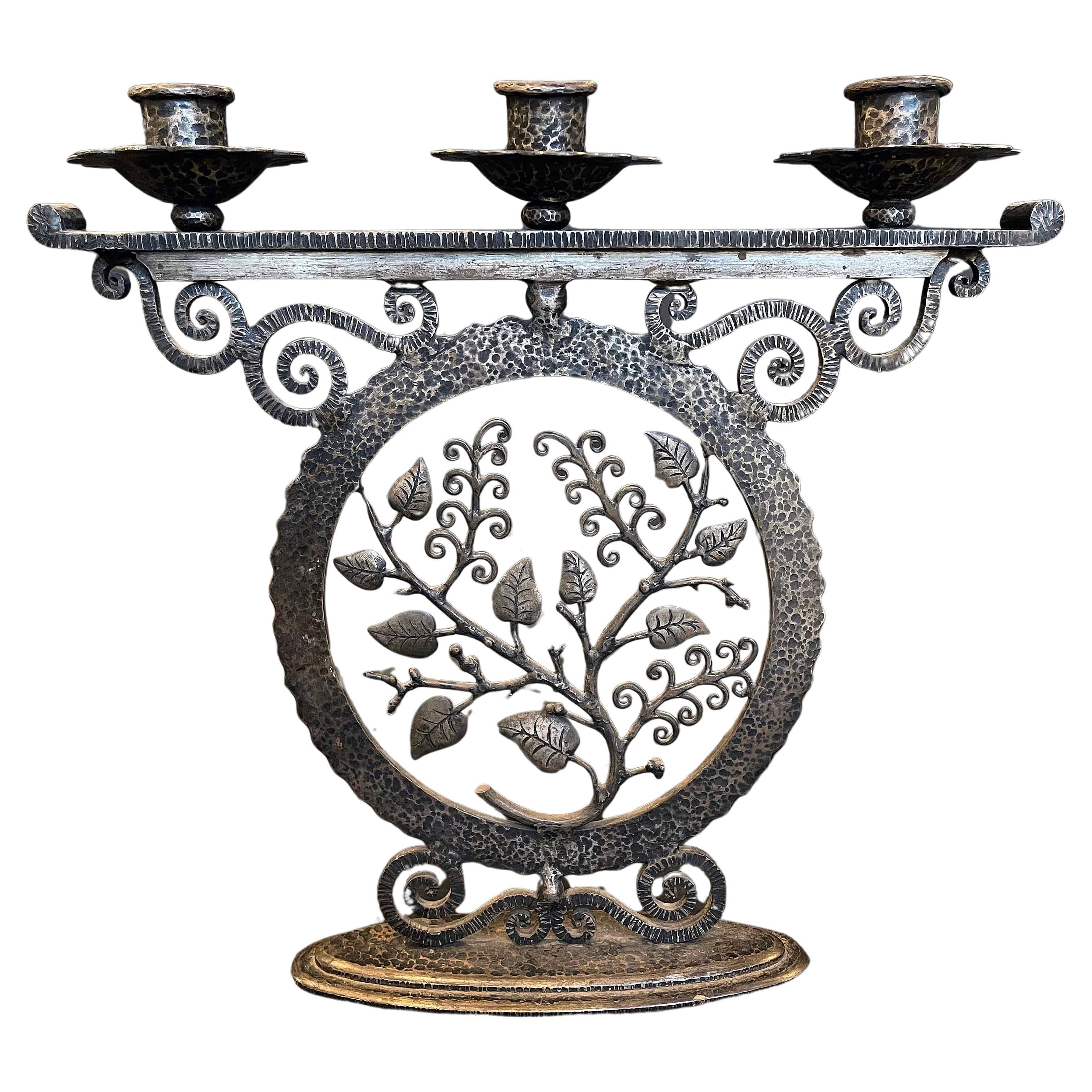 "Leaf and Branch", Striking Art Deco, Wrought Iron Candelabra ...