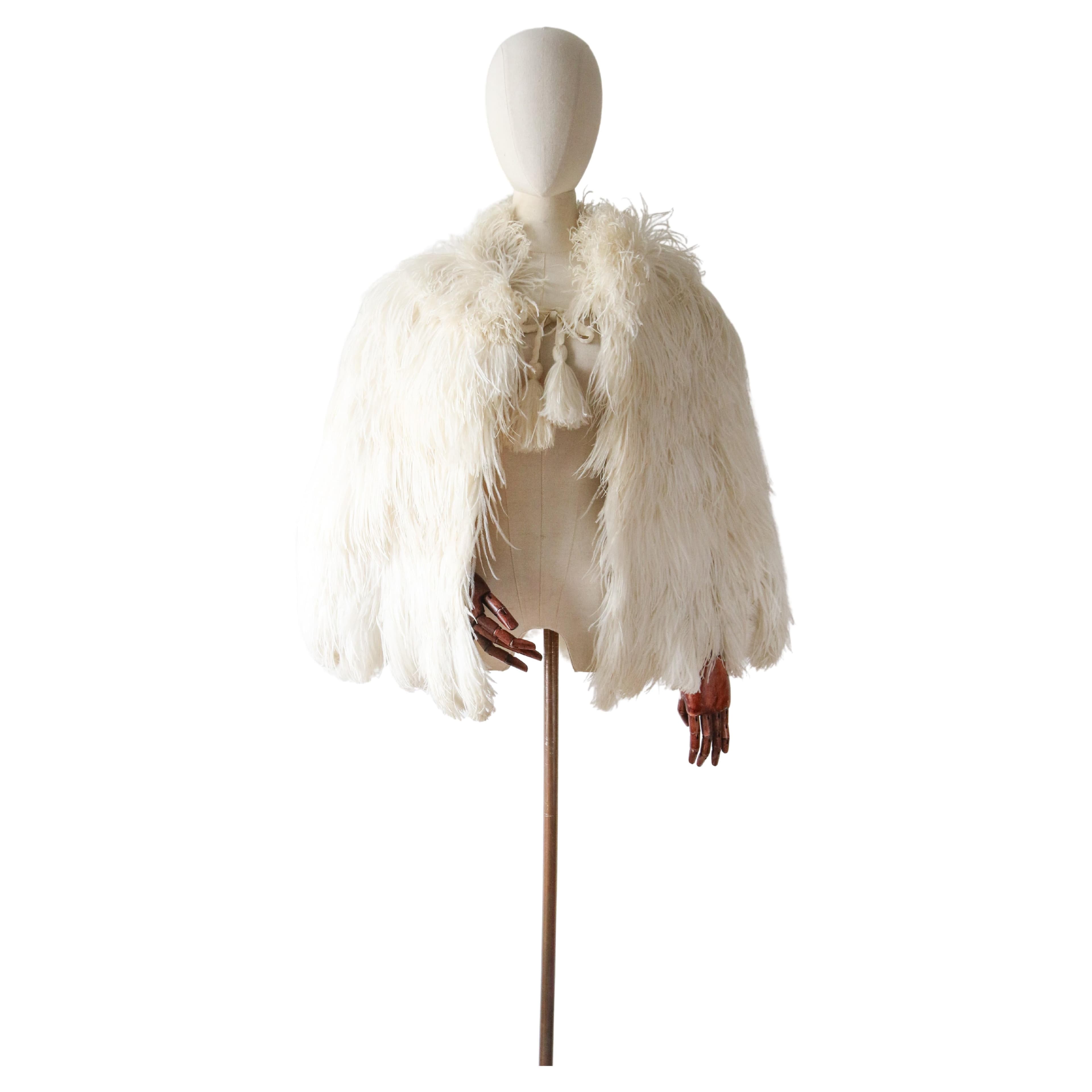 Vintage 1930's Ostrich Feather Shoulder Cape Art Deco Feather Cape For ...