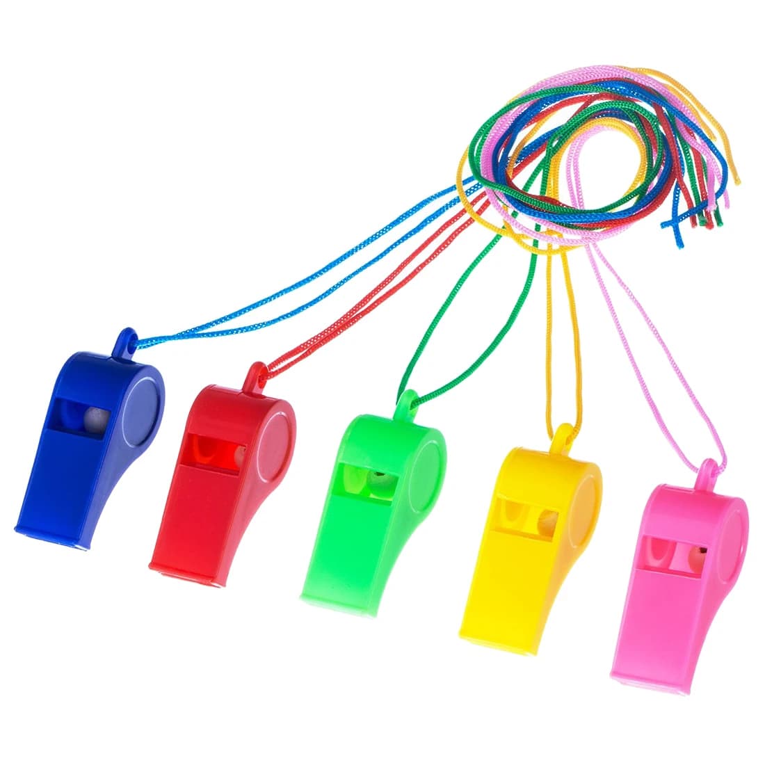 40 Pieces Plastic Whistles with Lanyards for Party Sports, 5 Colors-in ...