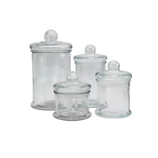 Mason Craft & More Apothecary Skinny Clear Glass Jars w/ Glass Lids ...