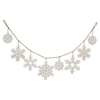 Glittered Snowflake Garland 4 Ft Winter Wall or Mantel Decor - Bed Bath ...