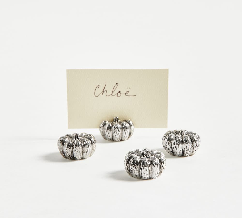 Silver Pumpkin Place Card Holders - Set of 4 | Pottery Barn