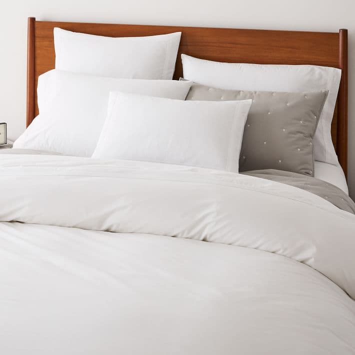 400-Thread-Count Organic Percale Pleated Edge Duvet Cover & Shams ...
