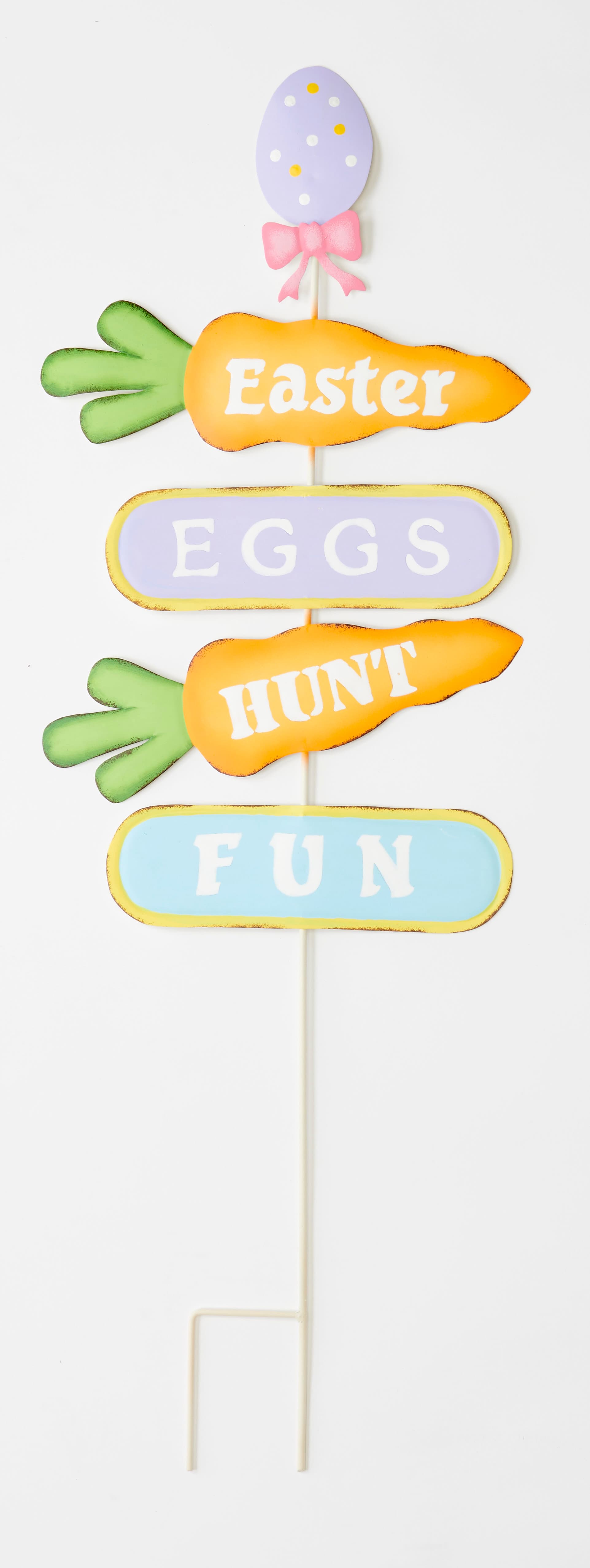 The Holiday Aisle® 36" Easter Metal Carrots Sign with Directions Garden ...