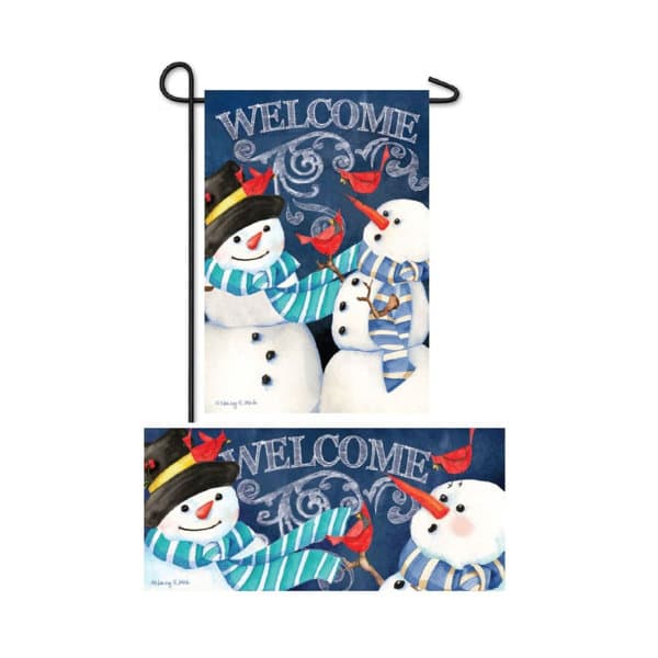 Evergreen Enterprises, Inc Snowman Welcome Garden Burlap Flag And ...