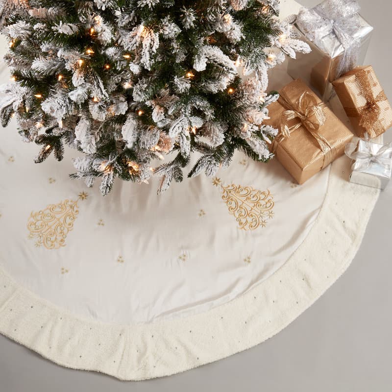 Saro Sparkling Trees Embroidered Tree Skirts | Wayfair